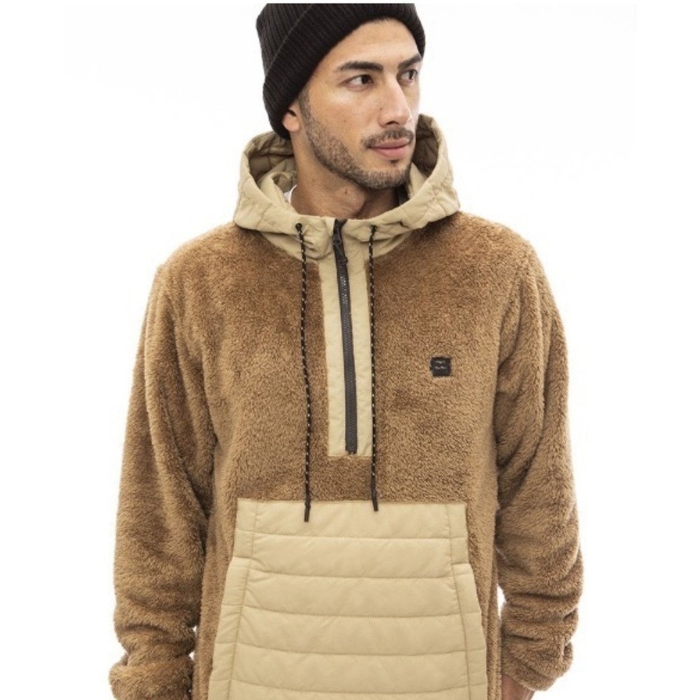 Billabong Mens Badger Half Zip Sherpa Hoodie Size L Gorpcore Pockets Outdoors